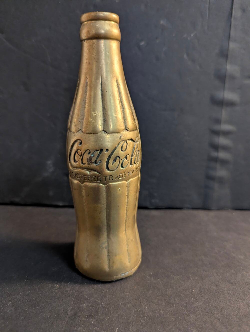 Vintage Brass Coca Cola Bottle Paperweight Solid Metal Contour Sculpture Decor